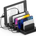 Unitek Charging Station for Multiple Devices - 10 Port USB Charger with SmartIC Technology and Adjustable Dividers, Organizer Stand Compatible with iPad, Tablet, Kindle, iPhone, Black