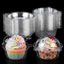 VGOODALL 120PCS Individual Cupcake Containers, 4.3 X 3.2 Inches Plastic Cupcake Holders With Lid for Wedding Baby Shower Birthday Party Supply