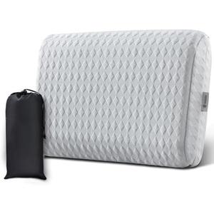 FullOcean Travel Pillow with Memory Foam, Portable and Compressible Camping Pillow with Washable Cover, Ergonomic Supportive for Sleeping, Ideal for Adults & Kids Travel, Hiking, Airplane, Car (Gray S)