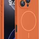 Miracase Magnetic for iPhone 16 Pro Max Case, [Soft Anti-Scratch Microfiber Lining], Compatible with MagSafe, Liquid Silicone Case Shockproof Drop Protection Phone Case for 16 ProMax,Orange