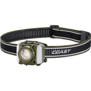 Coast FL95R 1250 Lumen Rechargeable Plus LED Headlamp with Green, Red and Area Light Modes and Glide Focus