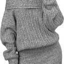Milumia Women's Off The Shoulder Mini Sweater Dress Foldover Long Sleeve Y2k Knit Dresses (Gray, L)