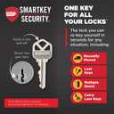 Kwikset Halifax Entry Door Handle with Lock and Key, Secure Keyed Reversible Lever Exterior, For Front Entrance and Bedrooms, Satin Nickel, Pick Resistant Smartkey Rekey Security and Microban