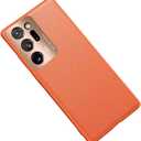 For Samsung Galaxy Note 20 Ultra Case with Leather Quality and Full Metal Lens Back,Slim Cover,Anti-Drop,Orange