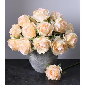 Ivydale 18pcs Champagne Roses Artificial Flowers, Fake Roses Silk Flowers with Stems Realistic Bouquet for Wedding Party Home Decoration DIY Centerpiece Floral Romantic Gifts