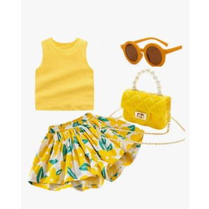 Deerhobbes Design your own Girls' Short Sets - Trendy and Comfortable Summer Outfits for Girls Fashionable Clothing Sets 4pc Size 90