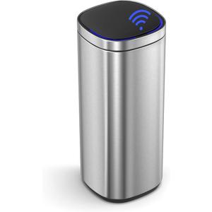 SONGMICS Motion Sensor Trash Can, 13 Gallon Automatic Kitchen Garbage Can, Multi-Colored Indicator Lights, Ozone Odor Control, Stay-Open Lid, Tall, Stainless Steel, Silver ULTB620E50V1