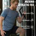 2 Pack Merino Wool T-Shirt for Men, Wool Short Sleeve Base Layer, Breathable Lightweight Undershirt, Blue, L