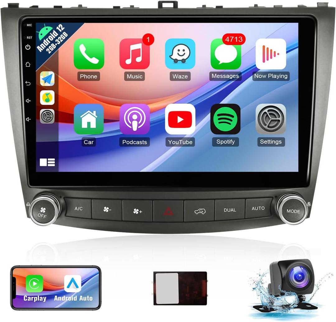 Naifay Android Car Stereo for Lexus IS250 IS300 IS350 2006-2012 Radio Wireless Carplay Android Auto, 10.1inch IPS Touch Screen for Lexus Radio Bluetooth/FM Car Audio Receivers/GPS/WiFi/SWC