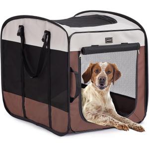 DONORO Dog Kennels and Crates for Medium Dogs, Portable Pop Up Indoor Pet Cage with Sturdy Wire Frame, Collapsible Travel Crate Soft Sided Cat Bag Escape Proof (32 Inch)