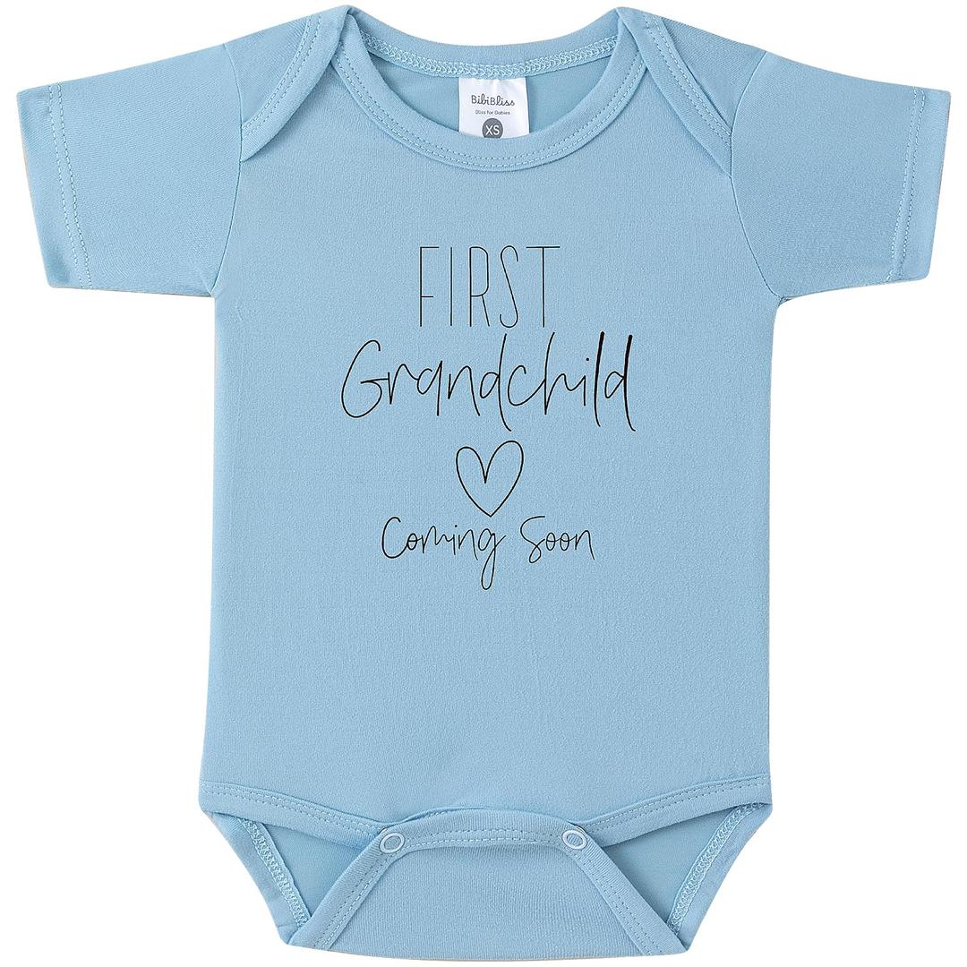 BIBIBLISSBABY First Grandchild Coming Soon Pregnancy Announcement Infant Bodysuit,New Pregnancy Announcement Gift for Grandma,Grandpa,Husband,Aunt,Family(0-3 months,Blush)