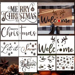 Christmas Stencils for Door Mats 23.6 Christmas Doormat Stencils for Crafts Reusable Holiday Stencil for Doormats Wood Fabrics Decor