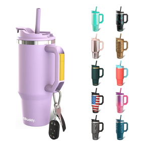 Frost Buddy Thicc Buddy - 16 oz Stainless Steel Vacuum Insulated Tumbler with Lid and Straw for Water - Travel Mug Cupholder Friendly - Gifts for Women Men Him Her (Lavender fields)