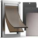 All Aluminum Dog Door with 2 Magnetic Flaps & 1 Replacement Flap, Heavy Duty Large Doggy Door for Exterior Doors, Doggie Door wtih 2 Closing Panels, Dual Aluminum Locks, for Pets Up to 110 Lb