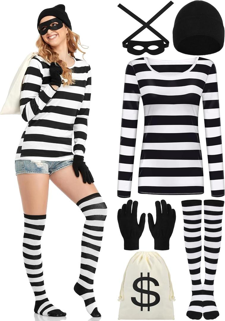 URATOT Women's Robber Costume Set Cosplay Thief Accessories for Halloween Party (X-Large)