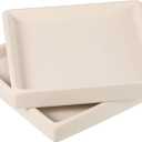 PATIKIL Plant Pot Saucers 5 Inch, 2 Pack Ceramic Square Flower Drip Tray for Indoor Outdoor, Beige