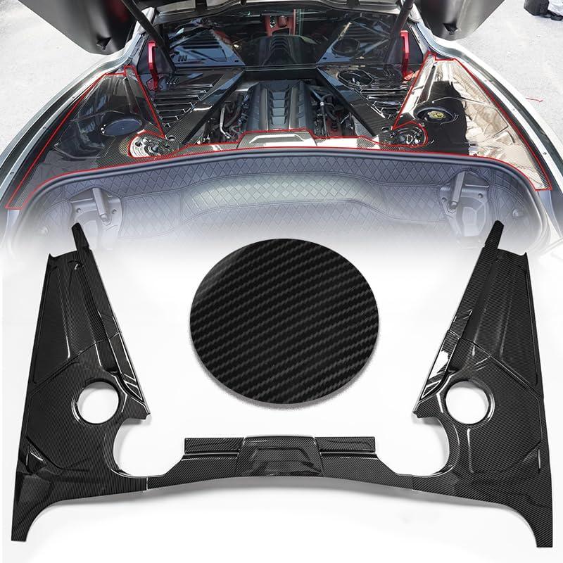 Rear Engine Compartment Trims,Surrounded Engine Accent Cover fit for Chevrolet Chevy Corvette C8 Stingray Coupe 2020-2026,for Z06 E-ray 2023-2026,Engine Bay Side Panels,Carbon Fiber Look