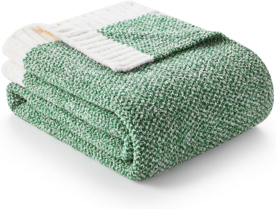 Snuggle Sac Green Throw XL Blanket 50x70,Super Soft Warm Blankets Oversized Throw Knit Blankets Fuzzy Plush Blanket, Heather Green, 50x70 inches