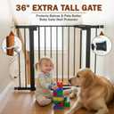 Mumeasy 36" High Extra Tall Dog Gate, 29.6"-40.5" Wide Pressure Mounted Tall Baby Gate for Dog, Auto Close Pet Gate with Door for Stairs,Doorways,House,Black
