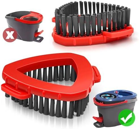 DALIPER 4 Pack Spin Mop Brush for O-Cedar RinseClean 2 Tank System, Mop Attachments Scrub Replacement Heads, Microfiber Triangle Hard Bristle Cleaning Brush Floor Scrubber for Bathroom Kitchen Wall