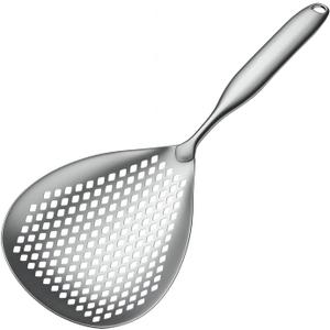 GREATLINK Large Stainless Steel Strainer with Comfort Handle and Hanging Holes,Food Grade Filter Spoon Solid Stainless Steel Strainer Skimmer Ladle for Kitchen Cooking Frying Pasta Strainer Spoon