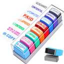 8 Pcs Office Stamps Set, Paid Copy Scanned Entered Confidential Approved Completed Return to Sender Stamp, Multicolor Rubber Business Stamps with Storage Case