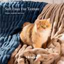 Ultra Soft Cozy Faux Fur Throw Blanket, Fuzzy Plush Thick Bubble Blanket, Oversize Luxury Fluffy Blanket for Couch, Sofa, Bedroom, and Living Room,50x60 Inches,Double Sided Blue