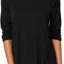 Fisoew Womens Casual Long Sleeve Tunic Tops Round Neck Shirt Button Side Basic Tees Wearring with Leggings (Black, L)