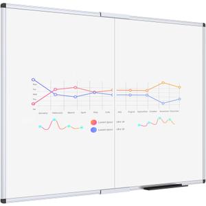 VIZ-PRO Dry Erase White Board/Magnetic Foldable Whiteboard, 48 X 36 Inches, Silver Aluminium Frame