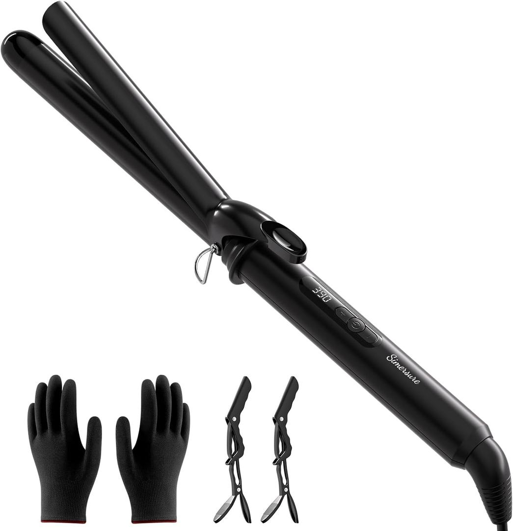 Curling Iron 1 Inch, Long Barrel Ceramic Hair Wand, Fast Heating Hair Curler with 12 Heat Settings with LED Display, Hair Curling Wand Styling and Lasting on All Hair Types, Dual Voltage for Travel (Classic Black)