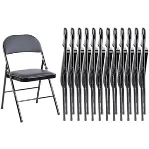 Sweetcrispy Folding Chair 4 Pack, Leather Padded Folding Chairs, Sturdy Metal Foldable Chairs, Easy to Use and Store, Outdoor and Indoor, for Home, Office, Party, Comfy
