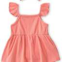 IFFEI Mommy and Me Matching Dress Spaghetti Strap Summer Casual Sundress Beach Sleeveless Dress with Headband, L