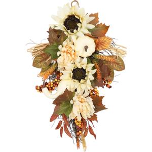 Fall Teardrop Swag Decor, Autumn Harvest Wreaths for Front Door