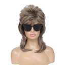 Adequate 80s Mullet Wig for Women Fluffy and Layered Hairpiece for Perfect for Costume Parties and Cosplay (Light Brown)