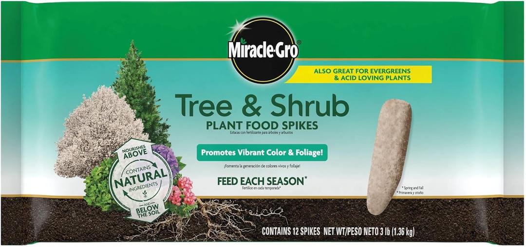 Miracle-Gro Tree and Shrub Plant Food Spikes, For Deciduous, Flowering and Evergreen Trees, 12 Spikes