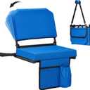 Dragosum Stadium Seats with Back Support Swivel, Bleacher Chairs with Shoulder Strap & Cup Holder, Upholstered Portable Folding Bleacher Seats (Royal Blue)