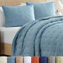 Quilt Set King Size - Lightweight Boho Bed Set - Dust Blue, 106" x 96"
3 Piece Quilt Set, Lightweight Bedspread for All Seasons, Soft, Breathable & Comfy, Summer Quilted Coverlet w/ 2 Pillow Shams