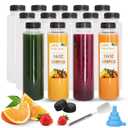 Holotap 108 Pcs 16 OZ Disposable Juice Bottles with Caps Bulk, Empty Plastic Bottles with Black Tamper Evident Lids for Juicing, Protein Drinks and Other Beverage Drink Containers.