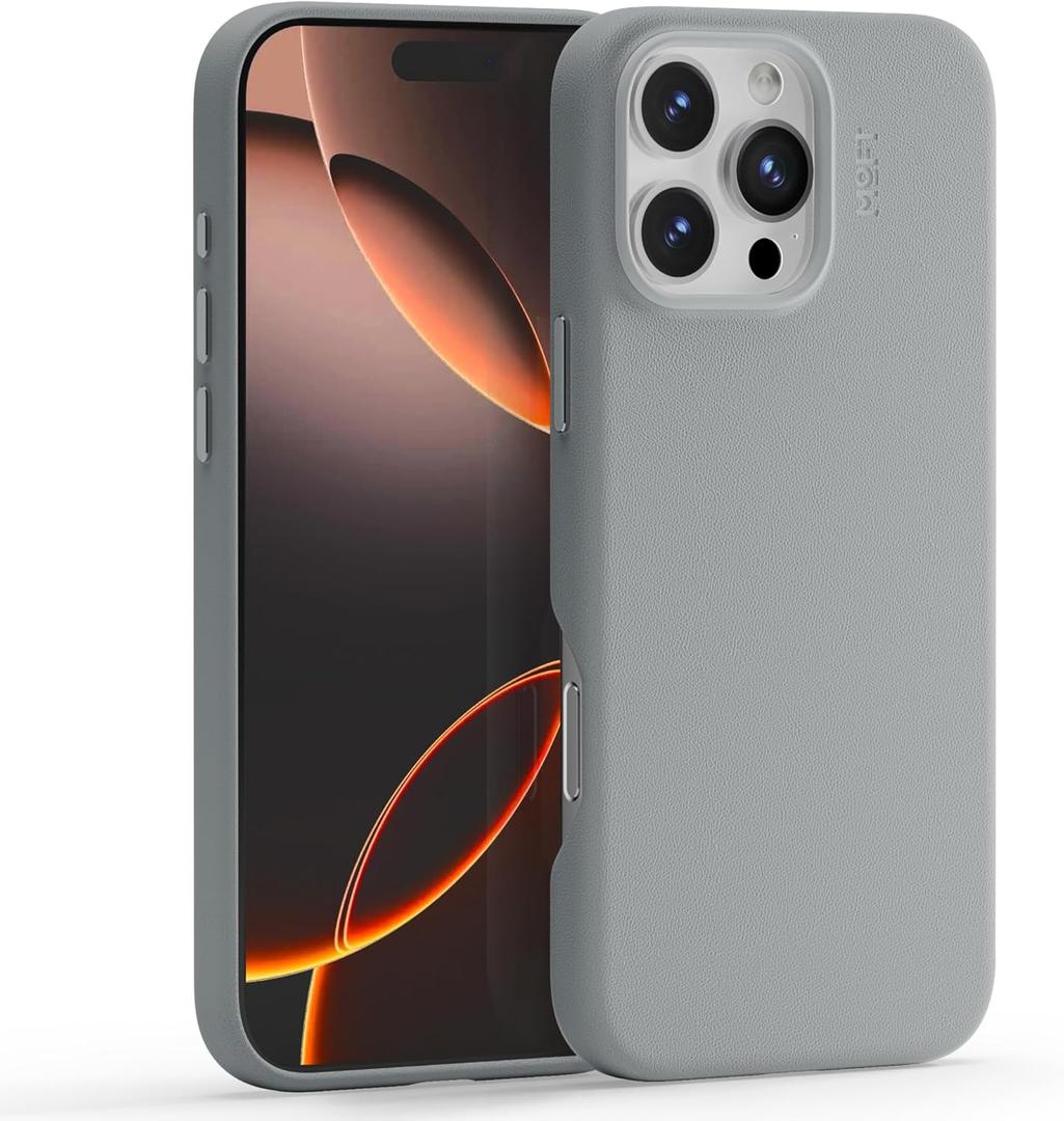 MOFT Snap Case MOVAS for iPhone 16 Pro Case, Compatible with MagSafe, Magnetic Premium Vegan Leather Phone Case with Smooth Feeling, Enduring Color Minimalist 6.3 inch Protective Case, Cement