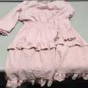 Arshiner Girls Long Sleeve Dress Boho Tiered Ruffle Hem Elegant Smocked Waist Midi Dress, 12y