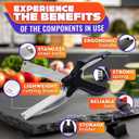 2 in 1 Kitchen Scissors for Food Stainless Steel 9.5" Tomato Knife Chops Vegetables, Fruit, Cheese, Meat in Seconds | Dishwasher Safe Cutting Board Scissors with Safety Lock Mess-Free Prep