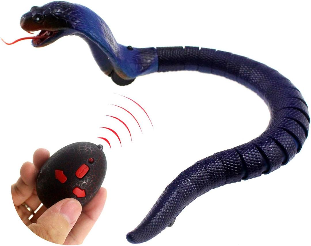 Snake Infrared Remote Control Cobra Fake Realistic Naja Animal Crawling Vehicle Scary Trick Kids Halloween Christmas Prank Toys Birthday Gifts (Blue)
