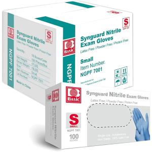Basic Medical Blue Nitrile Exam Gloves - Latex-Free & Powder-Free - NGPF 7001(Case of 1,000), Small Expiration Date: 02/09/202