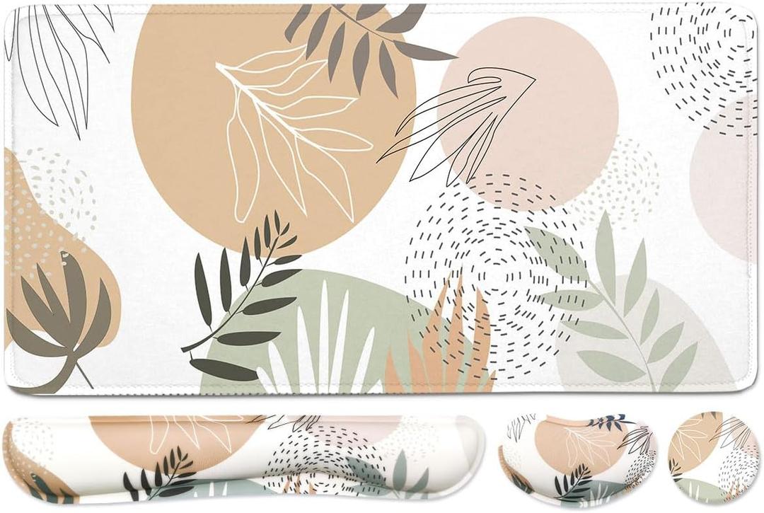 Keyboard Mouse Pad Set, Extended Mouse Pad+Keyboard Wrist Rest Support, Memory Foam Ergonomic Easy Typing, 4Pcs (35.415.7 in) Desk Pad Set for Home Office Study Game - Minimalist