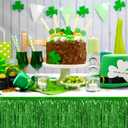 6 Pack 29x108 Inch Green Metallic Foil Fringe Table Skirts Banner for Tinsel Streamer Garland Curtains Backdrop for Parade Floats Wedding Baby Shower Birthday Christmas Halloween Party Decoration