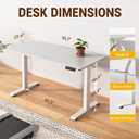 Veken 55 Inch Large Electric Standing Desk,Sit to Stand Up, Heights Adjustable, Work Home Office Computer Table for Study, Walking Pad, Writing, and Games, Wooden Desktop Desks, White, 5523.6 Inch