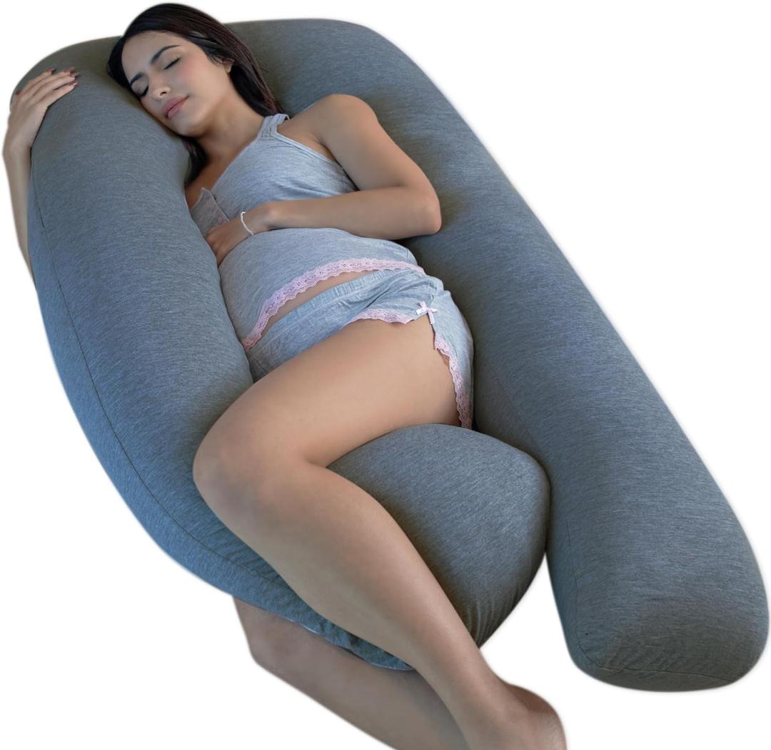 Pharmedoc Pregnancy Pillows, U-Shape Full Body Pillow - Solid  Cooling Removable Cover Dark Grey  Pregnancy Pillows for Sleeping  Body Pillows for Adults, Maternity Pillow and Pregnancy Must Haves (Cooling Grey)