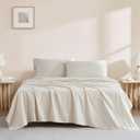 Linen Closet 100% Organic Cotton King Sheet 4 Pcs Set  Crisp Percale, Lightweight & Breathable Beige Bed Sheets,Deep Pocket up to 18 Naturally Cooling, Soft, Eco-Friendly,All Season Comfort