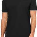 Calvin Klein Men's Stretch Pique Solid Tipped Polo (X-Large, Black Beauty)