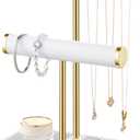 2 Tier Bracelet Holder Display - Detachable T Bar White Velvet Bracelet Holder, Jewelry Holder Organizer for Bracelet, Necklace, Earrings, Rings